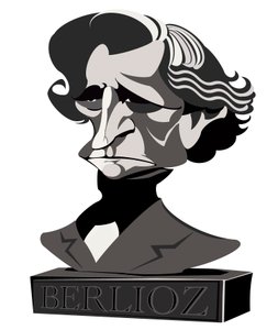 Hector Berlioz, Franse componist (1803-69), half-tone karikatuur als buste, 2010 door Neale Osborne
